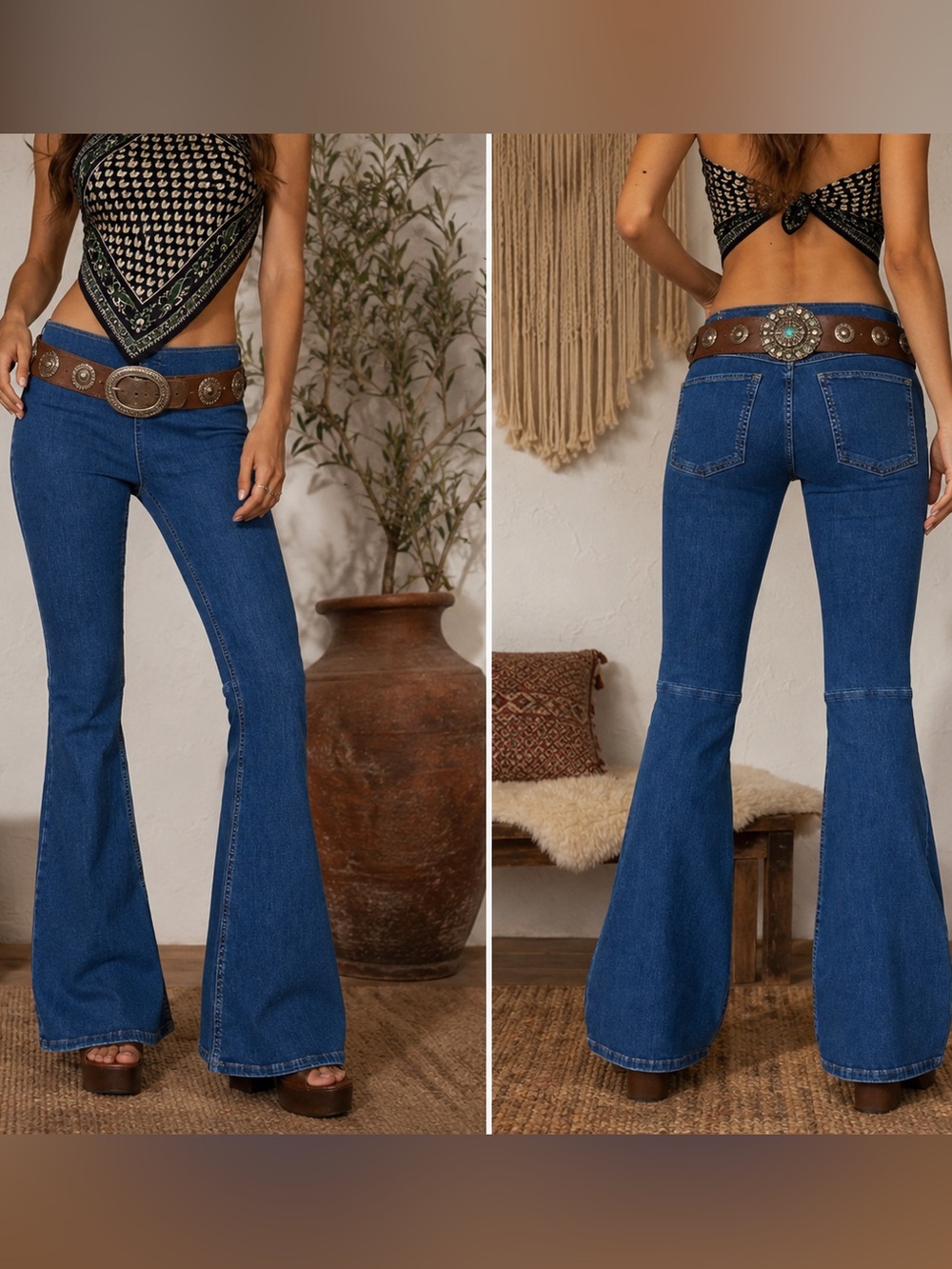 Free People Penny Pull-On Flare Bell Bottom Hippie Festival Denim Jeans